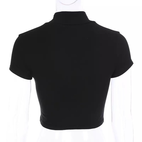 “DESTINY” Black Mock-Turtleneck Crop Top - Picture 3 of 3